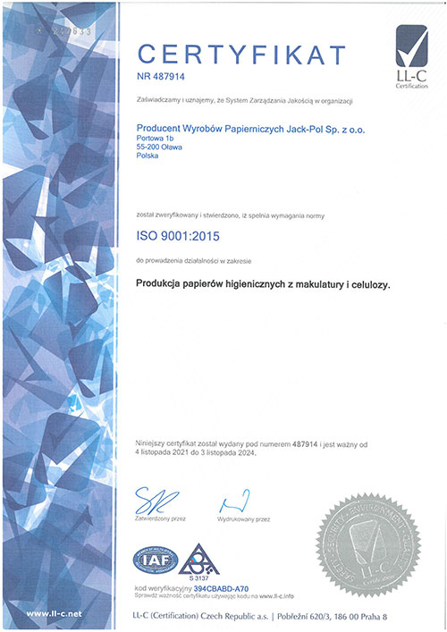 Zertifikats ISO 9001