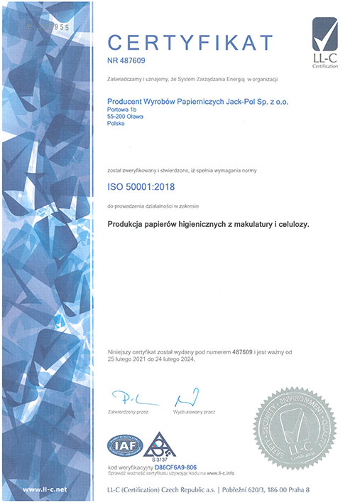 Certyfikat ISO 50001